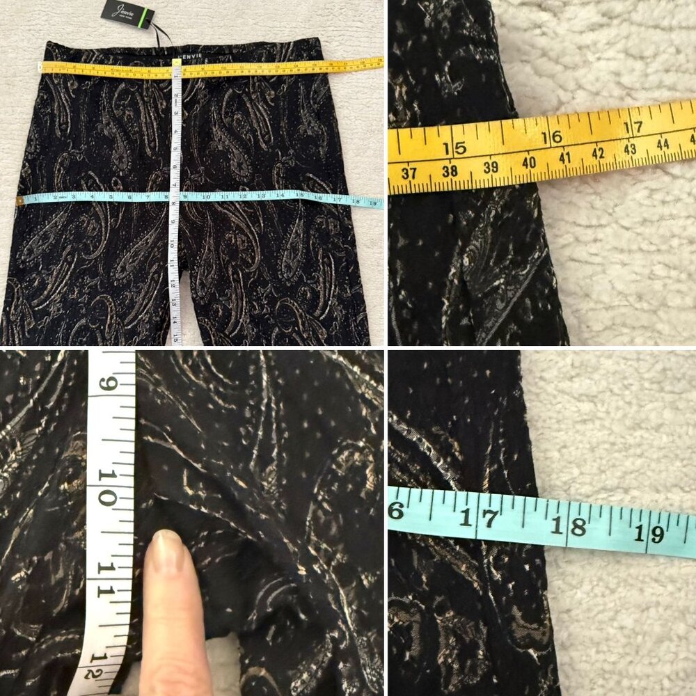 JEnvie New York Black Paisley Jacquard Pants Size 10 Made in USA Quiet Luxury - Picture 10 of 11